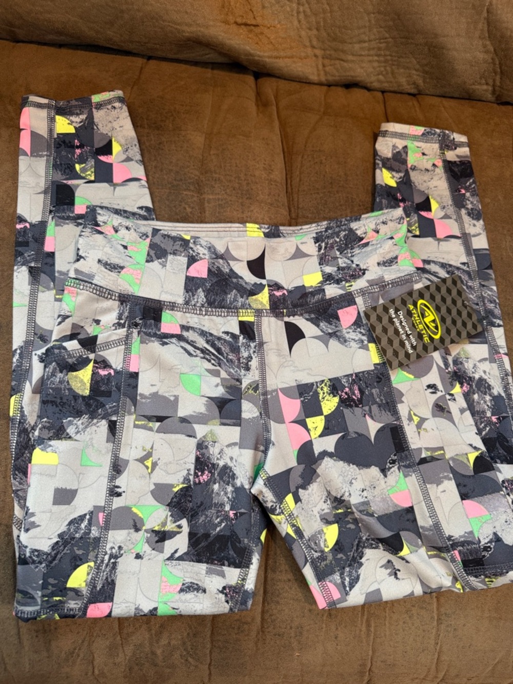 Champion Kids Gray Leggings with Neon Pink, Yellow & Green Accents
